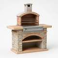 Barbecue extérieur 160 x 75 x 220 cm en pierre et brique beige avec gril style rustique