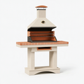 Barbecue de jardin 120 x 70 x 210 cm en béton et acier beige terre cuite à charbon