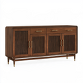 Buffet 180 cm en bois brun foncé 4 portes 3 tiroirs style rétro