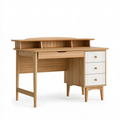 Bureau avec rangements 120 x 60 x 100 cm en bois naturel et blanc style scandinave