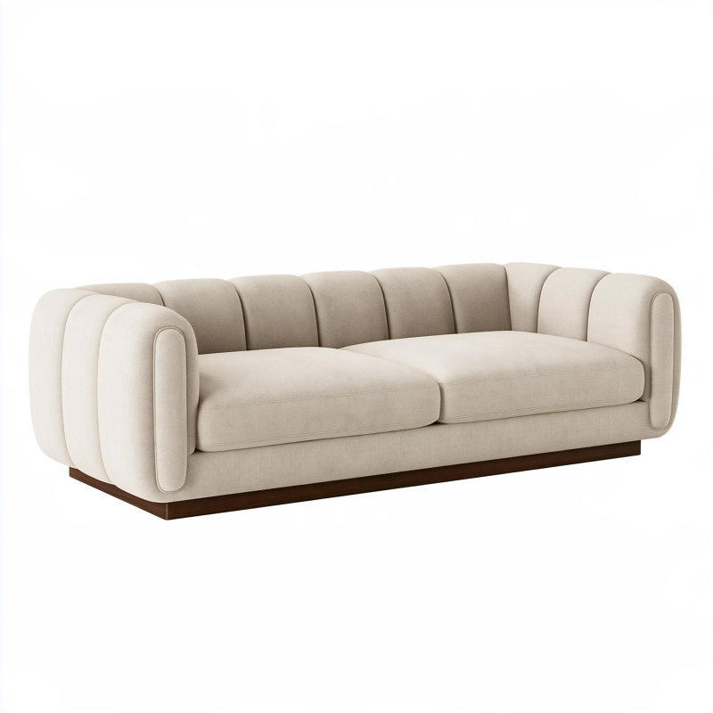 Canapé 3 places 220 x 95 x 75 cm en tissu beige style contemporain