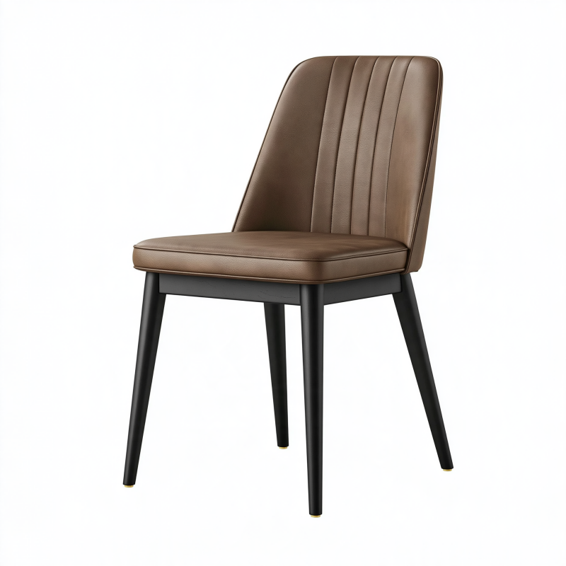 Chaise de salle à manger 48 x 58 x 85 cm en similicuir marron style moderne