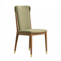 Chaise de salle à manger 48 x 57 x 102 cm en bois marron avec assise rembourrée vert olive style contemporain