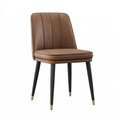 Chaise de salle à manger 50 x 56 x 84 cm aspect cuir marron pieds métal noir style moderne