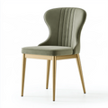 Chaise de salle à manger 58 x 61 x 85 cm en tissu vert kaki pieds métalliques dorés style moderne