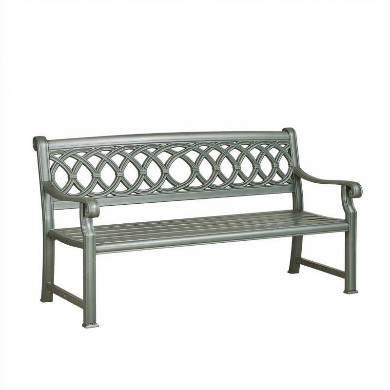 Banc de jardin 122 x 63 x 87 cm en aluminium vert bronze à dossier ajouré