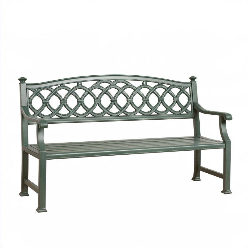Banc de jardin 122 x 64 x 90 cm en métal vert style classique
