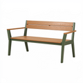 Banc de jardin 2 places 120 x 60 x 85 cm en bois et métal vert marron avec accoudoirs