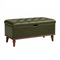 Banc coffre de rangement 100 x 45 x 45 cm simili cuir vert style capitonné