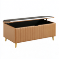 Banc coffre 120 x 45 x 50 cm taupe en revêtement synthétique avec rangement